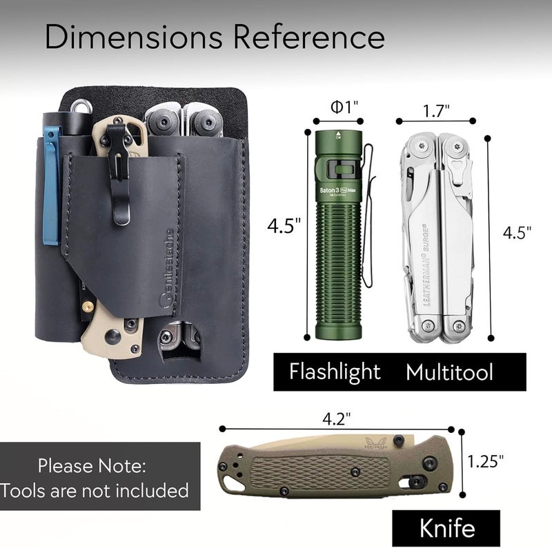 Gentlestache Leather Multitool Sheath - Belt Clip EDC Belt Organizer - Leather Multi Tool Holster for Belt - Multitool Holder - Image 5